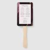 Bourgogne Gouden Agaat Blush Huwelijksprogramma Handwaaier (Achterkant)