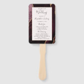 Bourgogne Gouden Agaat Blush Huwelijksprogramma Handwaaier (Voorkant)