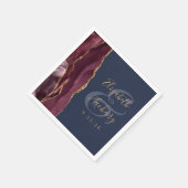 Bourgogne Gouden Agaat Navy Blauwe Bruiloft Servet (Hoek)