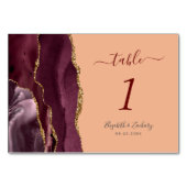 Bourgogne Gouden Agaat Perzik Bruiloft Kaart (Voorkant)