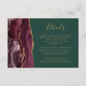 Bourgogne Gouden Agaat Smaragd Groen Bruiloft Deta Informatiekaartje (Voorkant)