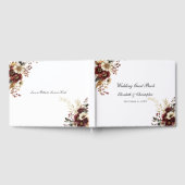 Bourgogne Gouden Bloem Elegante Huwelijk Gastenboek (Volledig)