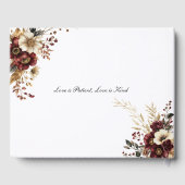 Bourgogne Gouden Bloem Elegante Huwelijk Gastenboek (Achterkant)