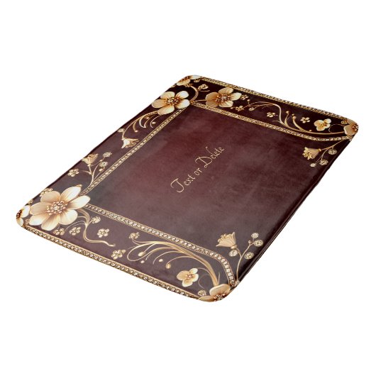 Bourgogne Gouden Bloemen Badmat (Gekanteld)