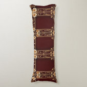 Bourgogne Gouden Bloemen Body Pillow Lichaamskussen (Voorkant Verticaal)