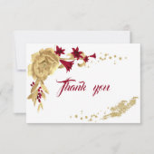 Bourgogne Gouden Bloemen Botanische Dank u kaart (Voorkant)