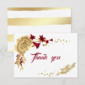 Bourgogne Gouden Bloemen Botanische Dank u kaart (Voorkant / Achterkant)