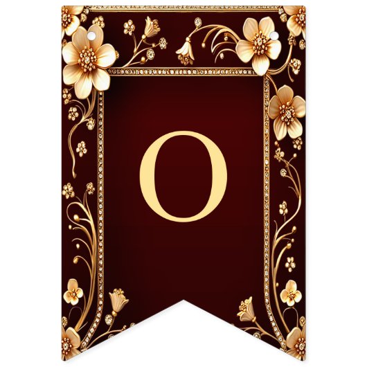 Bourgogne Gouden Bloemen Bunting Flag Vlaggetjes (Tweede vlag)