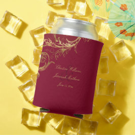  Bourgogne Gouden Bloemen Damask Script Wedding Blikjeskoeler