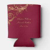 Bourgogne Gouden Bloemen Damask Script Wedding Blikjeskoeler (Achterkant)