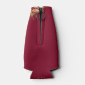 Bourgogne Gouden Bloemen Damask Script Wedding Flesjeskoeler (Achterkant)