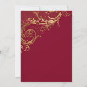 Bourgogne Gouden Bloemen Damask Script Wedding Kaart (Achterkant)