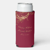  Bourgogne Gouden Bloemen Damask Script Wedding Seltzer Blikjeskoeler (Seltzer Voorkant)