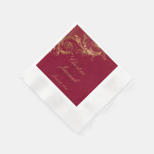 Bourgogne Gouden Bloemen Damask Script Wedding Servet (Hoek)