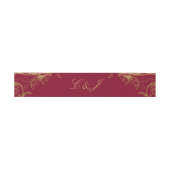 Bourgogne Gouden Bloemen Damask Script Wedding Uitnodigingen Wikkel (Vlak)