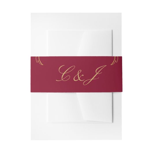 Bourgogne Gouden Bloemen Damask Script Wedding Uitnodigingen Wikkel (Voorkant Voorbeeld)