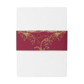 Bourgogne Gouden Bloemen Damask Script Wedding Uitnodigingen Wikkel (Achterkant Voorbeeld)