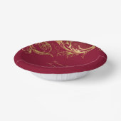  Bourgogne Gouden Bloemen Damask Wedding Papieren Kommen (Gebogen)