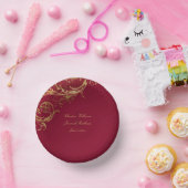  Bourgogne Gouden Bloemen Damask Wedding Papieren Kommen (Feest)