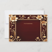 Bourgogne Gouden Bloemen Dank u kaart (Achterkant)