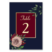 Bourgogne Gouden Bloemen Fall Wedding Kaart (Voorkant)