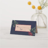 Bourgogne Gouden Bloemen Fall Wedding Plaatskaartje (Voorkant)