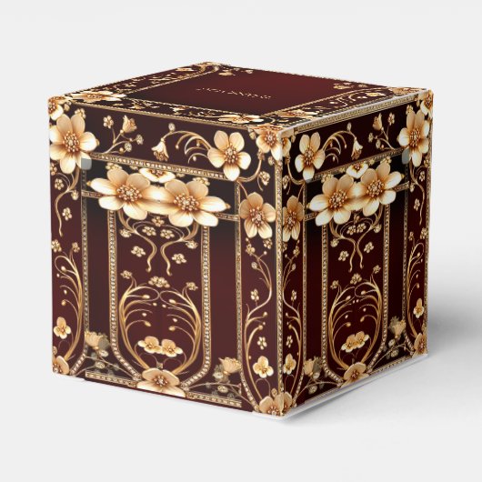 Bourgogne Gouden Bloemen Favoriet Box Bedankdoosjes (Achterkant)