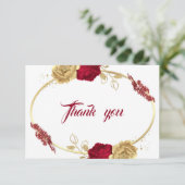 Bourgogne Gouden Bloemen Geometrisch Dank u kaart (Staand voorkant)