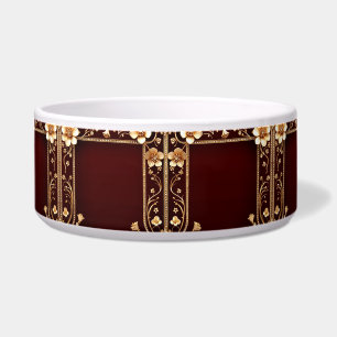 Bourgogne Gouden Bloemen Keramische Pet Bowl Voerbakje