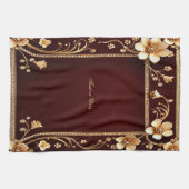 Bourgogne Gouden Bloemen Keuken Handdoeken (Horizontaal)