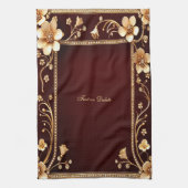 Bourgogne Gouden Bloemen Keuken Handdoeken (Verticaal)