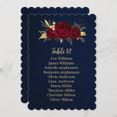 Bourgogne Gouden Bloemen Navy Zitkaarten Kaart (Voorkant / Achterkant)