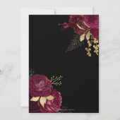  Bourgogne Gouden Bloemen Rozen bruiloft Kaart (Achterkant)