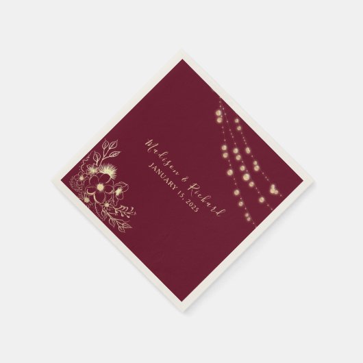 Bourgogne Gouden Bloemen Trouwservetten Servet (Hoek)