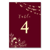 Bourgogne Gouden Bloemen Trouwtafel Nummer Kaart (Achterkant)