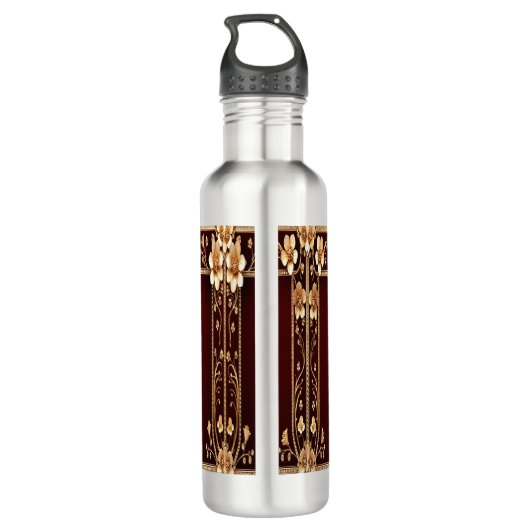 Bourgogne Gouden Bloemen Waterfles Waterfles (Achterkant)
