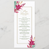 Bourgogne & Gouden Bloom Bruiloft Menu (Voorkant)