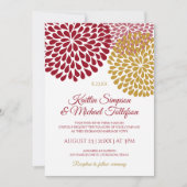 Bourgogne & Gouden bruiloft uitnodigingen | Bloeme (Voorkant)