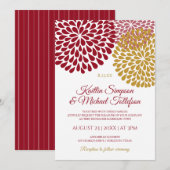 Bourgogne & Gouden bruiloft uitnodigingen | Bloeme (Voorkant / Achterkant)