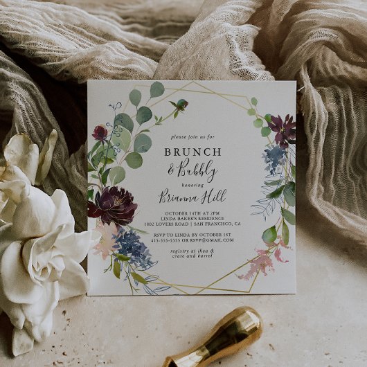 Bourgogne Gouden Brunch en Bubble Vrijgezellenfees Kaart