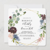 Bourgogne Gouden Brunch en Bubble Vrijgezellenfees Kaart (Voorkant)