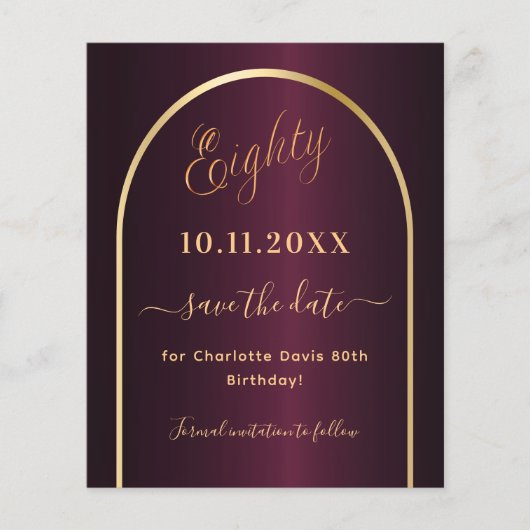 Bourgogne gouden budget 80e verjaardag save the da flyer (Voorkant)