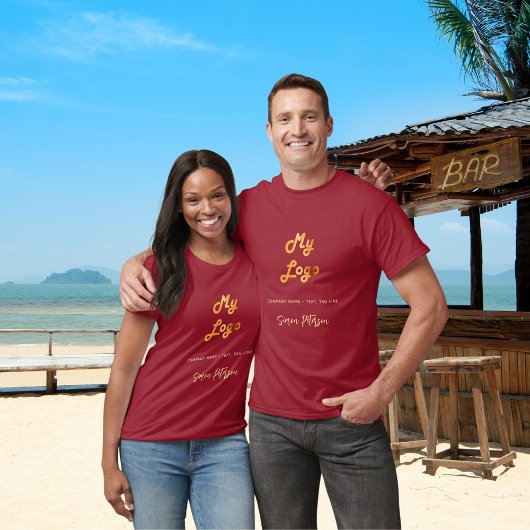 Bourgogne gouden business logo naamhandtekening t-shirt