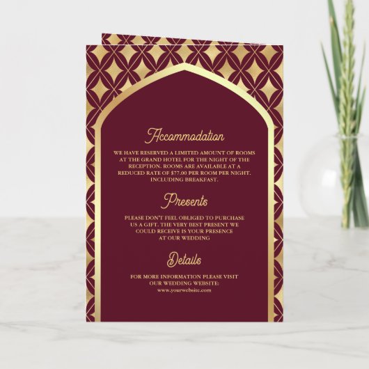 Bourgogne Gouden Diamanten Arch QR Code Moslim Bru (Achterkant)