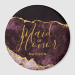 Bourgogne & Gouden Folie Agaat Marmer Maid of Hono Magneet<br><div class="desc">Bourgondië Blush Roze Waterverf & Goudfolie Waterverf Marmer Agaat Verguld Geode Design,  met Modern en Script lettertypen. Trendy en chique bruiloft Maid of Honor magneet! ~ Controleer mijn winkel om de volledige bruidssuite voor dit ontwerp te zien!</div>