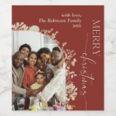 Bourgogne Gouden Foto Vrolijk Kerstfeest Wijn Etiket (Enkel label)