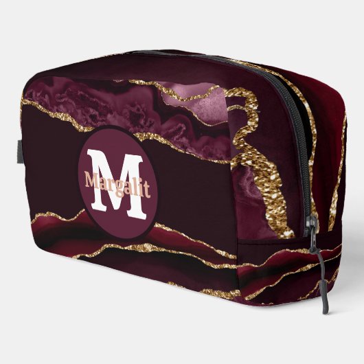 Bourgogne Gouden Glitter Agate Dopp Kit Toilettasje (Rechterhoek)