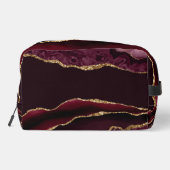 Bourgogne Gouden Glitter Agate Dopp Kit Toilettasje (Achterkant)