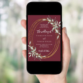 Bourgogne gouden groen bruiloft kaart