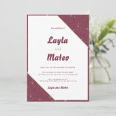 Bourgogne gouden hart sparkle glitter bruiloft kaart (Staand voorkant)